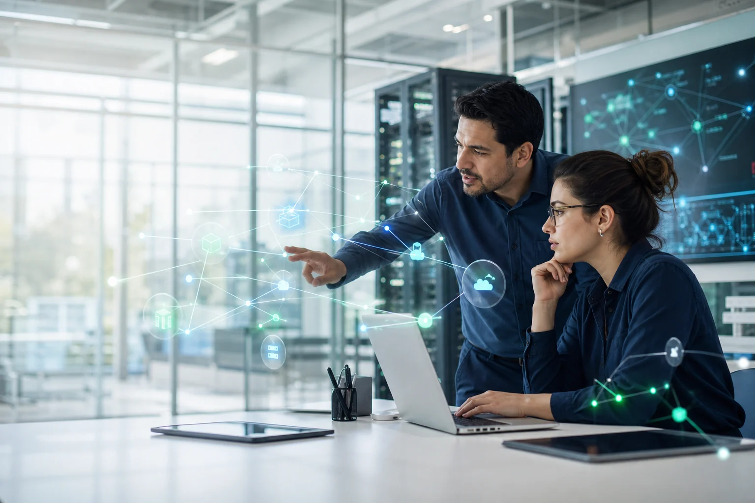 Arquitectos conectando sistemas y servicios en la nube