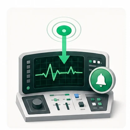 Ilustración de monitoreo SAP con una señal de prioridad activa